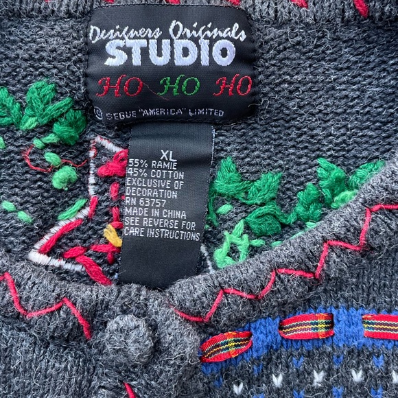 Vintage Designers Originals Studio Cardigan Christmas Sweater party Size XL - Picture 3 of 5